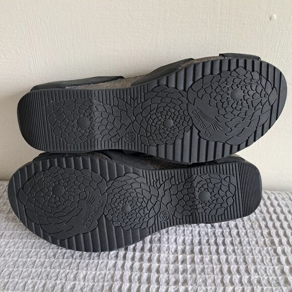 Dansko Black Wedge Sandals with Silver Buckle - Picture 13 of 16